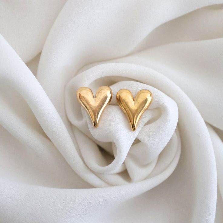 Gold Heart 18k Stainless Steel Stud Earrings