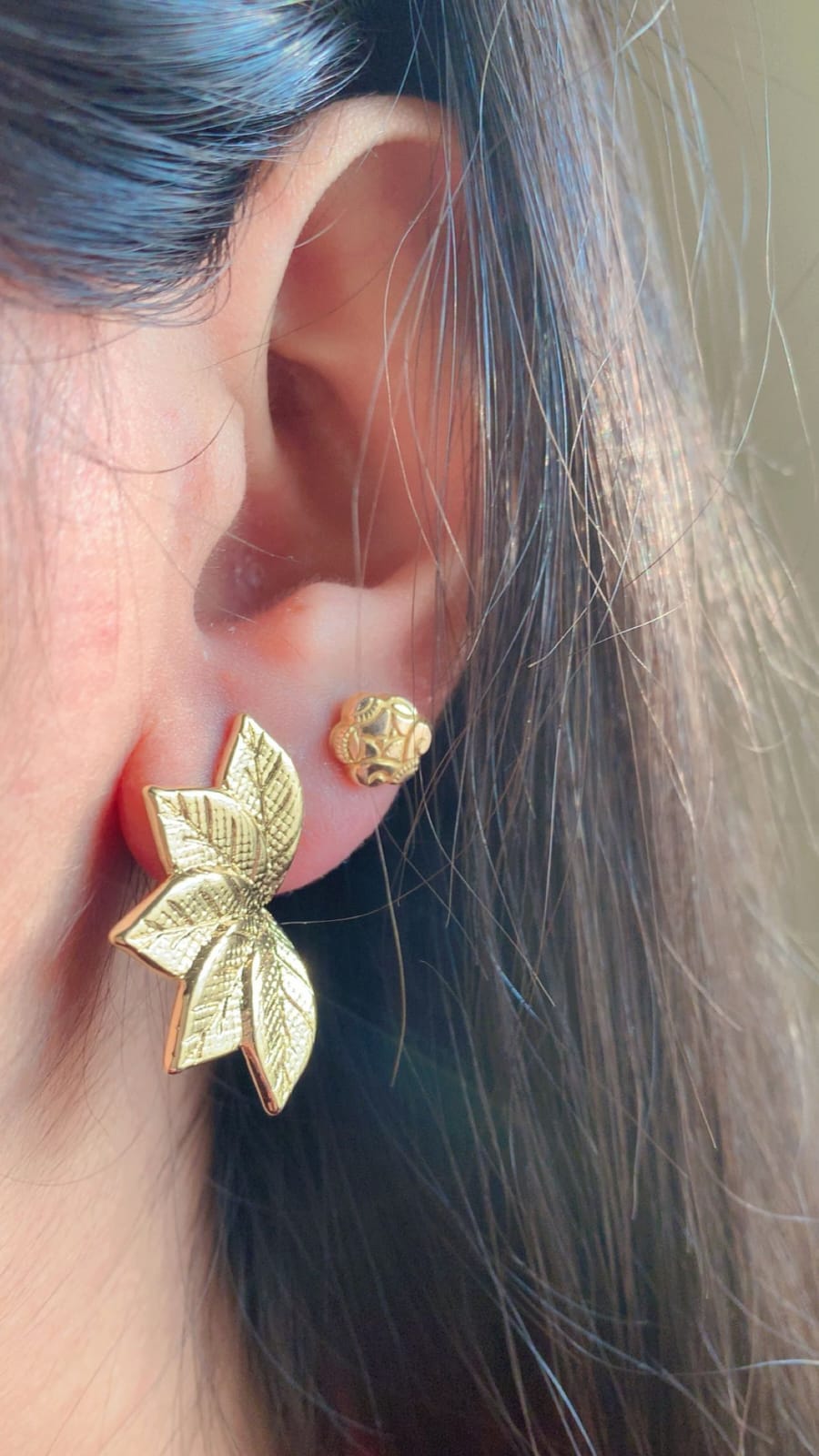Gold Leaf Stainless Steel Stud Earrings