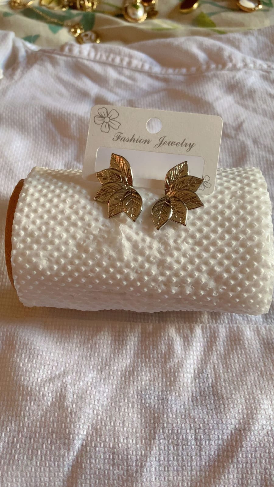 Gold Leaf Stainless Steel Stud Earrings