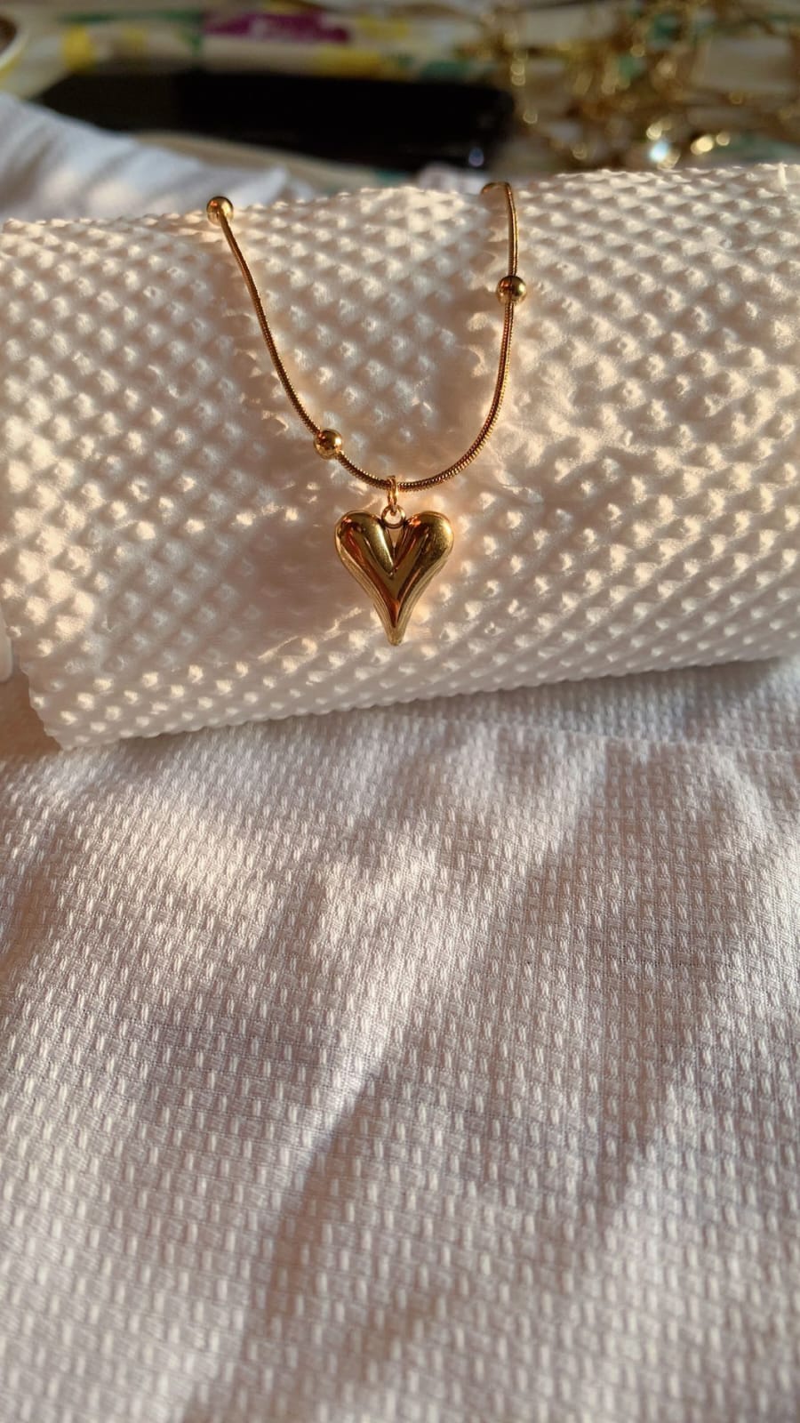 Gold Heart Charm Stainless Steel Bracelet