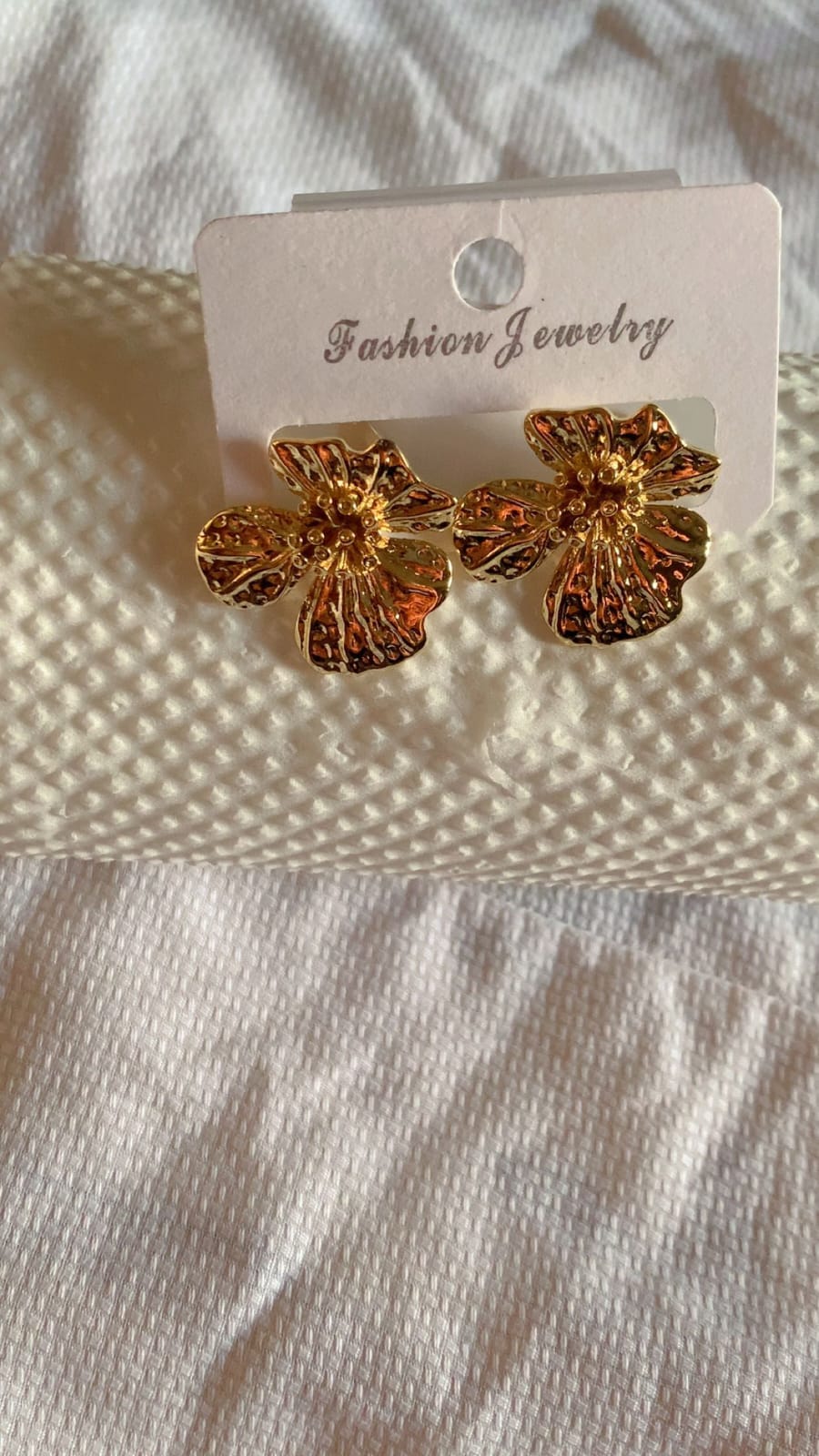 Gold Floral Stainless Steel Stud Earrings