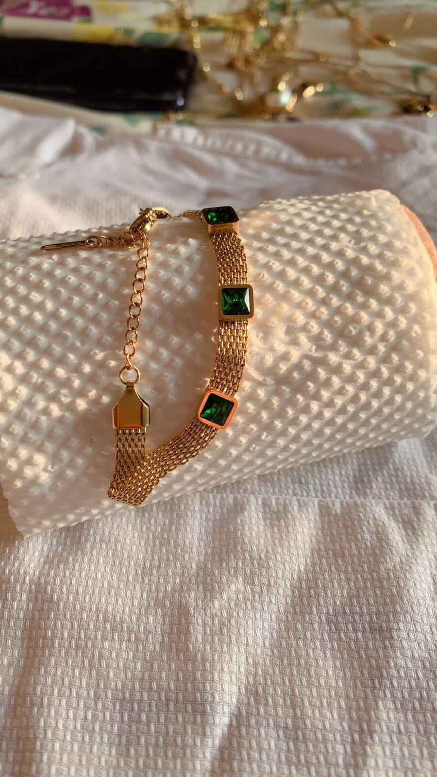 Luxury Green Stone Chain Bracelet