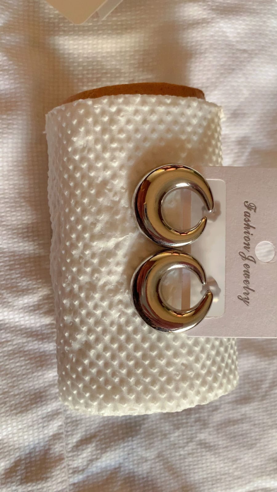 Gold Crescent Stainless Steel Hoop Earrings