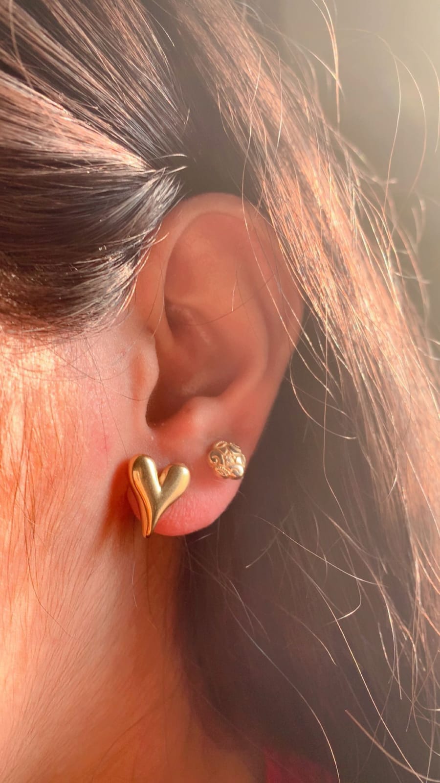 Gold Heart 18k Stainless Steel Stud Earrings