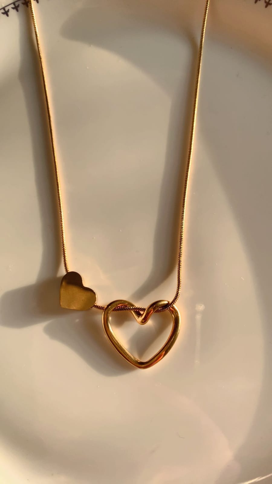 Double Heart Gold Chain Necklace