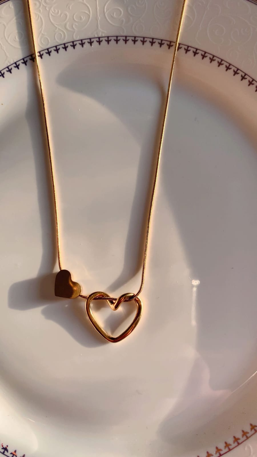 Double Heart Gold Chain Necklace
