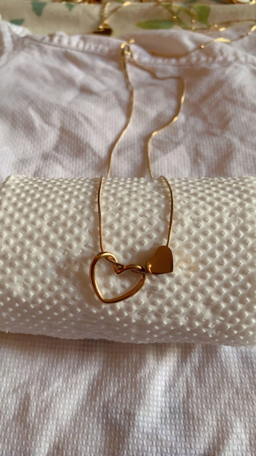 Double Heart Gold Chain Necklace