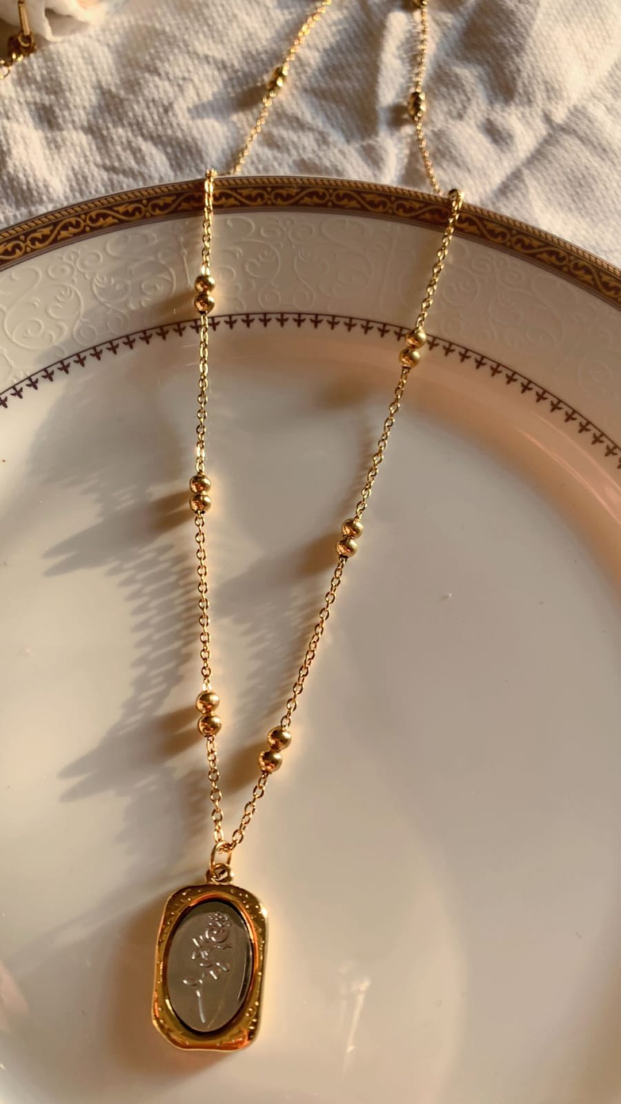 Golden Rose Medallion Necklace