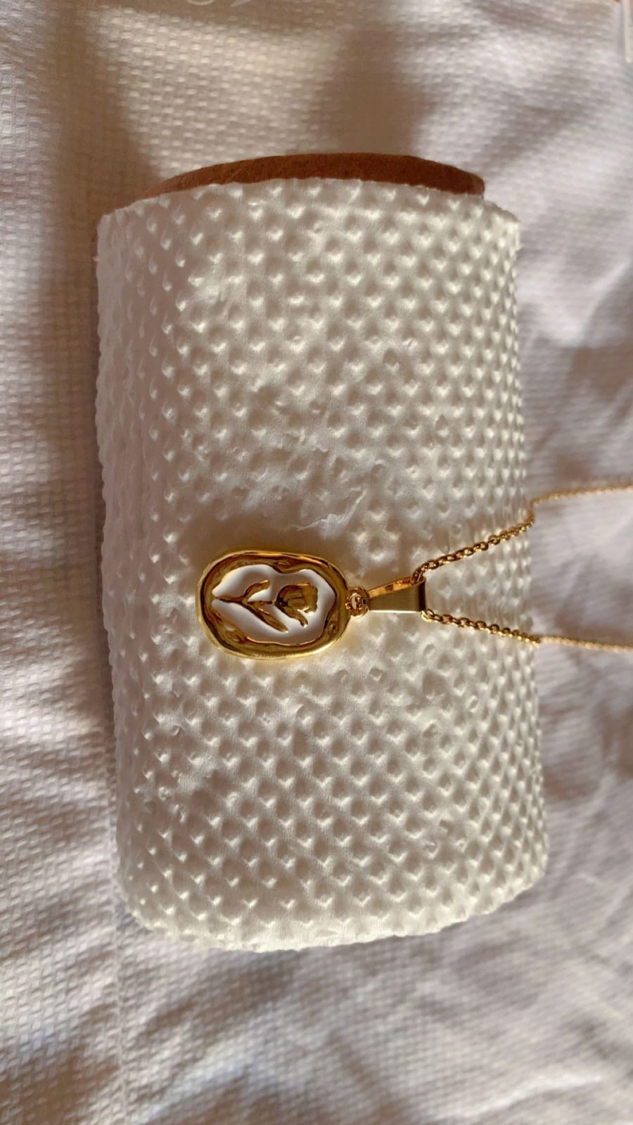 Golden Bloom Oval Pendant Necklace