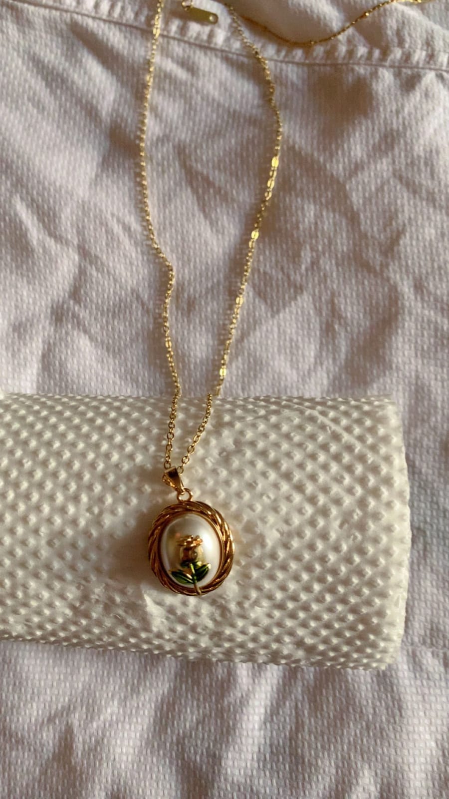 Golden Rose Cameo Necklace