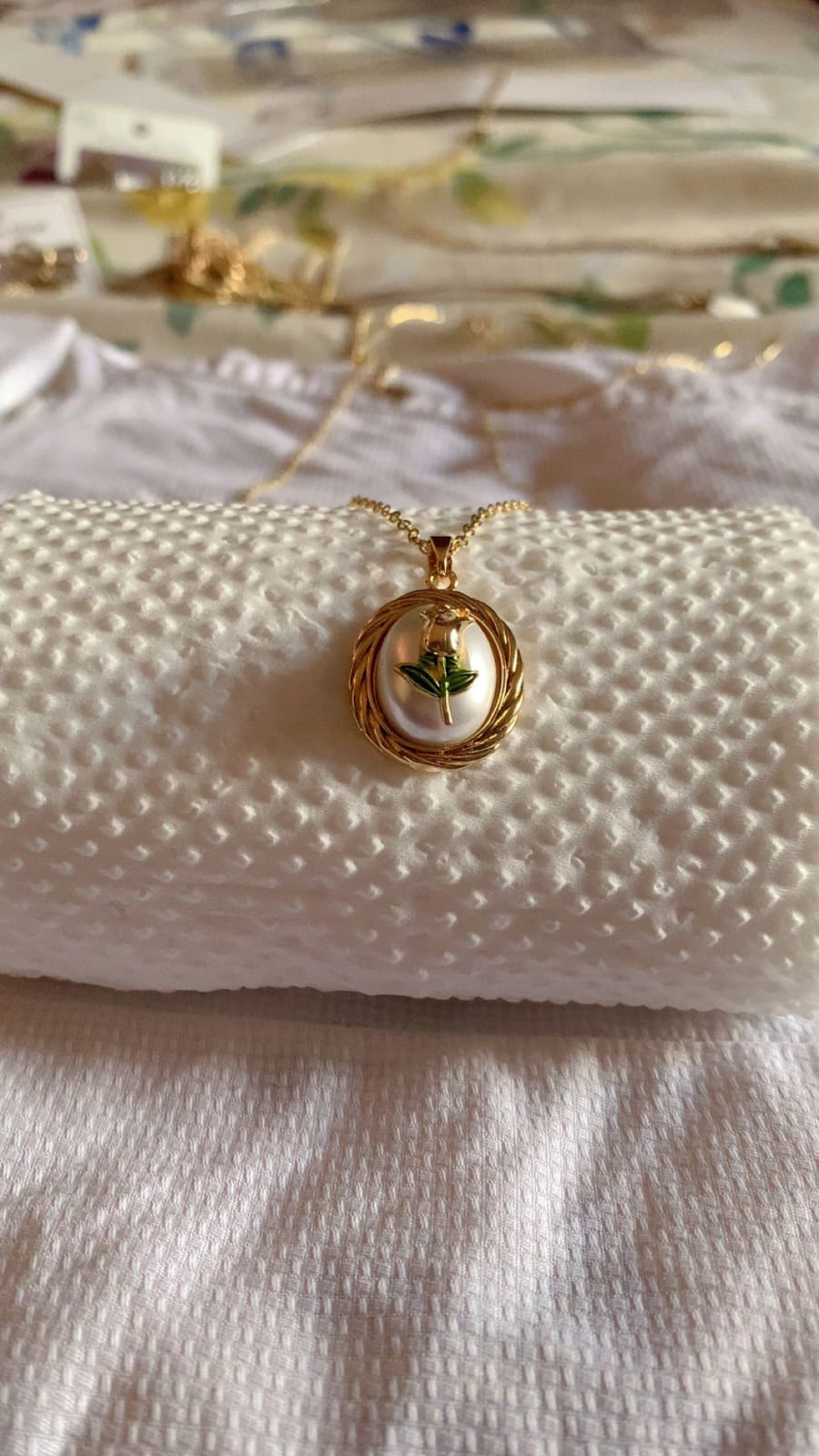 Golden Rose Cameo Necklace